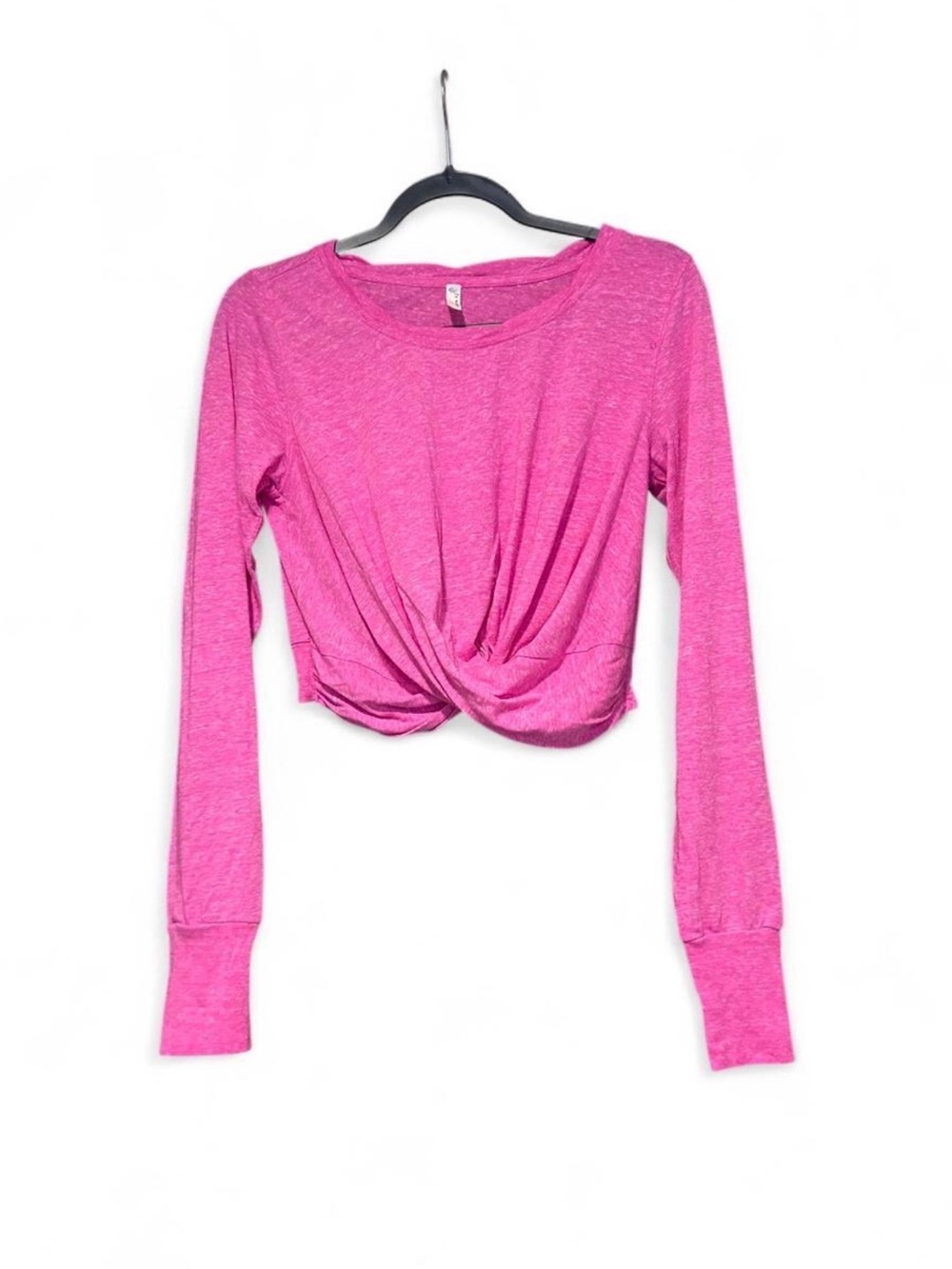 Free People Movement Pink Twist Front Cropped Long Sleeve Top